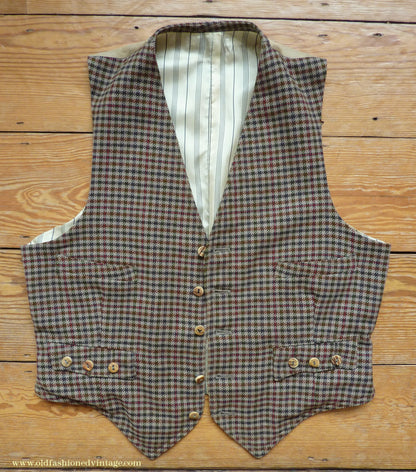 Vintage Mens 1950s Tweed Kilt Jacket & Waistcoat Set Gun Club Check Wool Tailored Traditional Scottish Sports Coat 40"