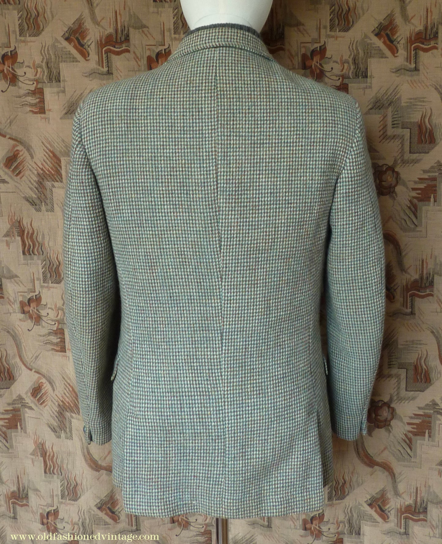 Vintage Mens 1950s Harris Tweed Sports Jacket Green Brown Check 37"