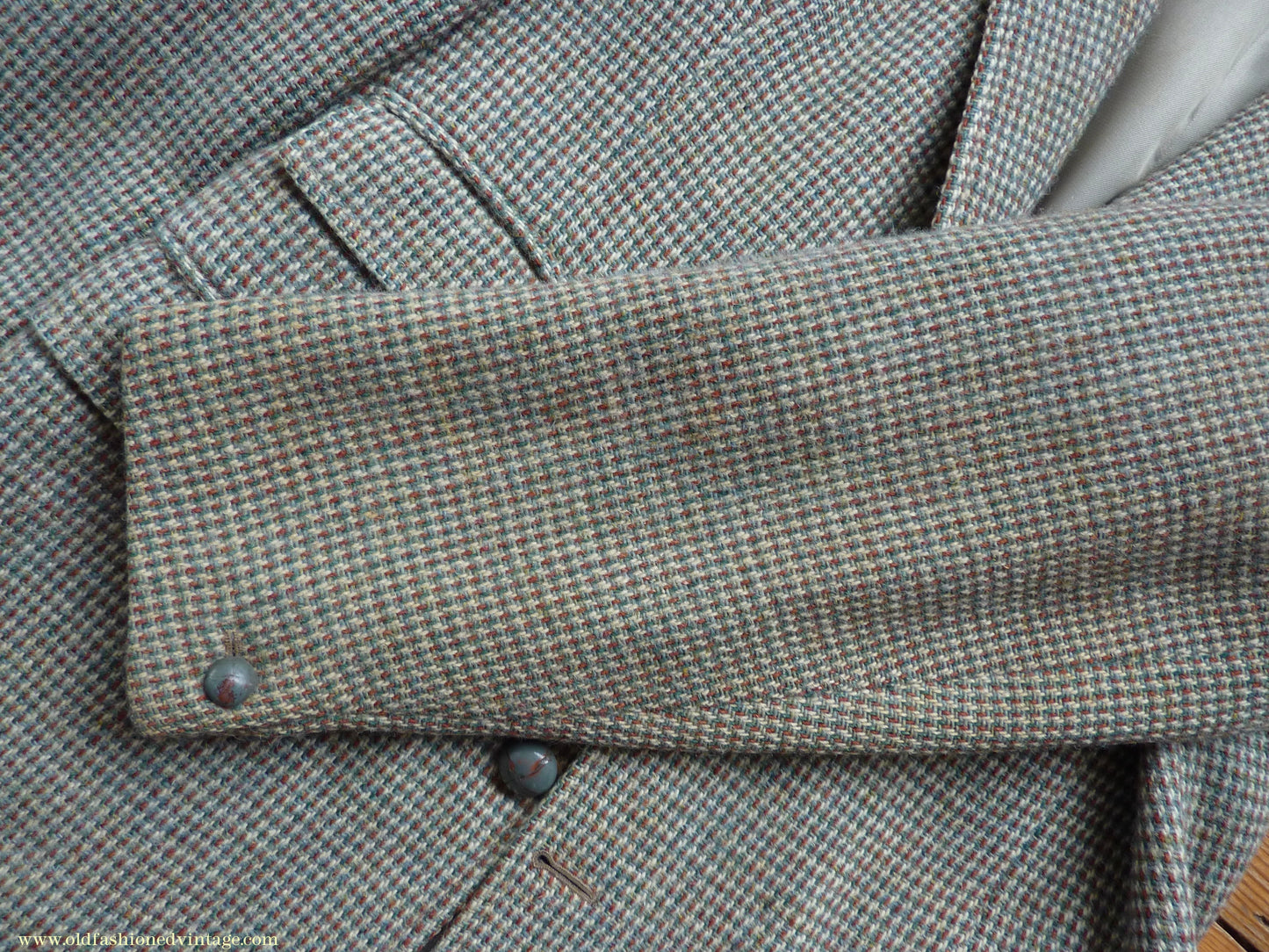 Vintage Mens 1950s Harris Tweed Sports Jacket Green Brown Check 37"