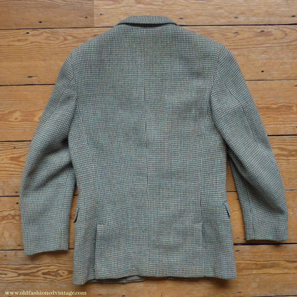 Vintage Mens 1950s Harris Tweed Sports Jacket Green Brown Check 37"
