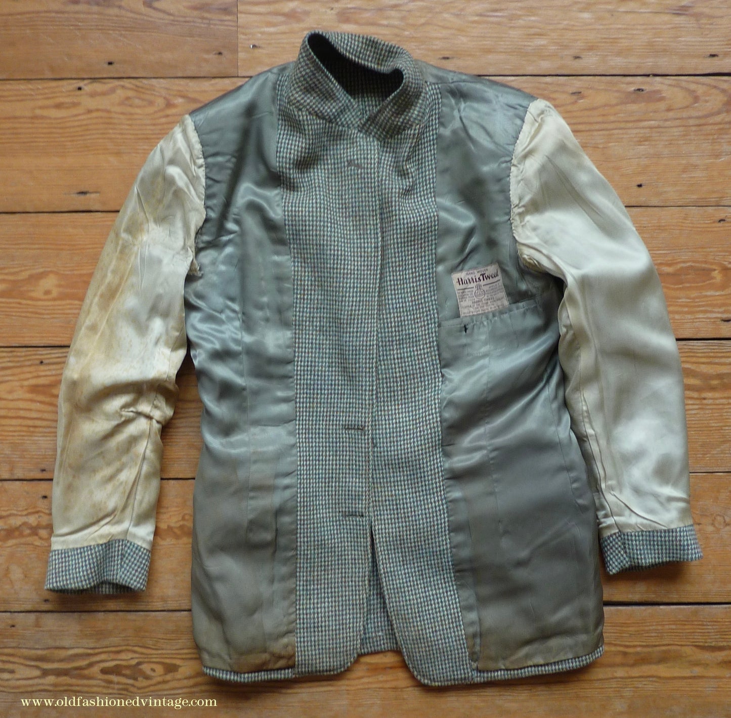 Vintage Mens 1950s Harris Tweed Sports Jacket Green Brown Check 37"