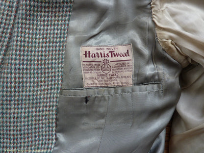 Vintage Mens 1950s Harris Tweed Sports Jacket Green Brown Check 37"