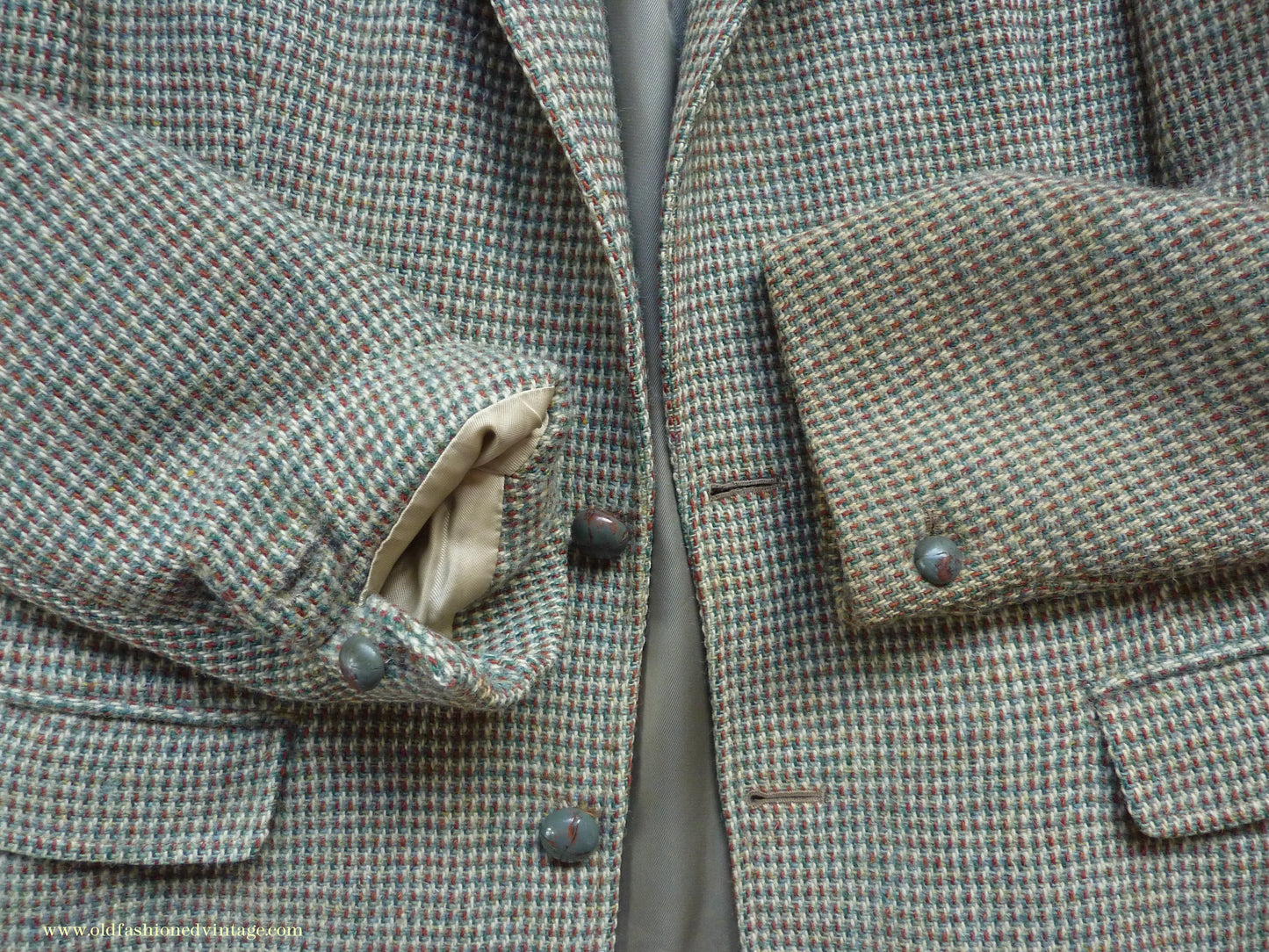 Vintage Mens 1950s Harris Tweed Sports Jacket Green Brown Check 37"