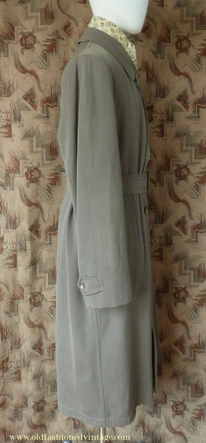 Vintage Mens 1940s 1950s Selgard Trenchcoat Double Breasted Raincoat Mac Trench Coat 42"
