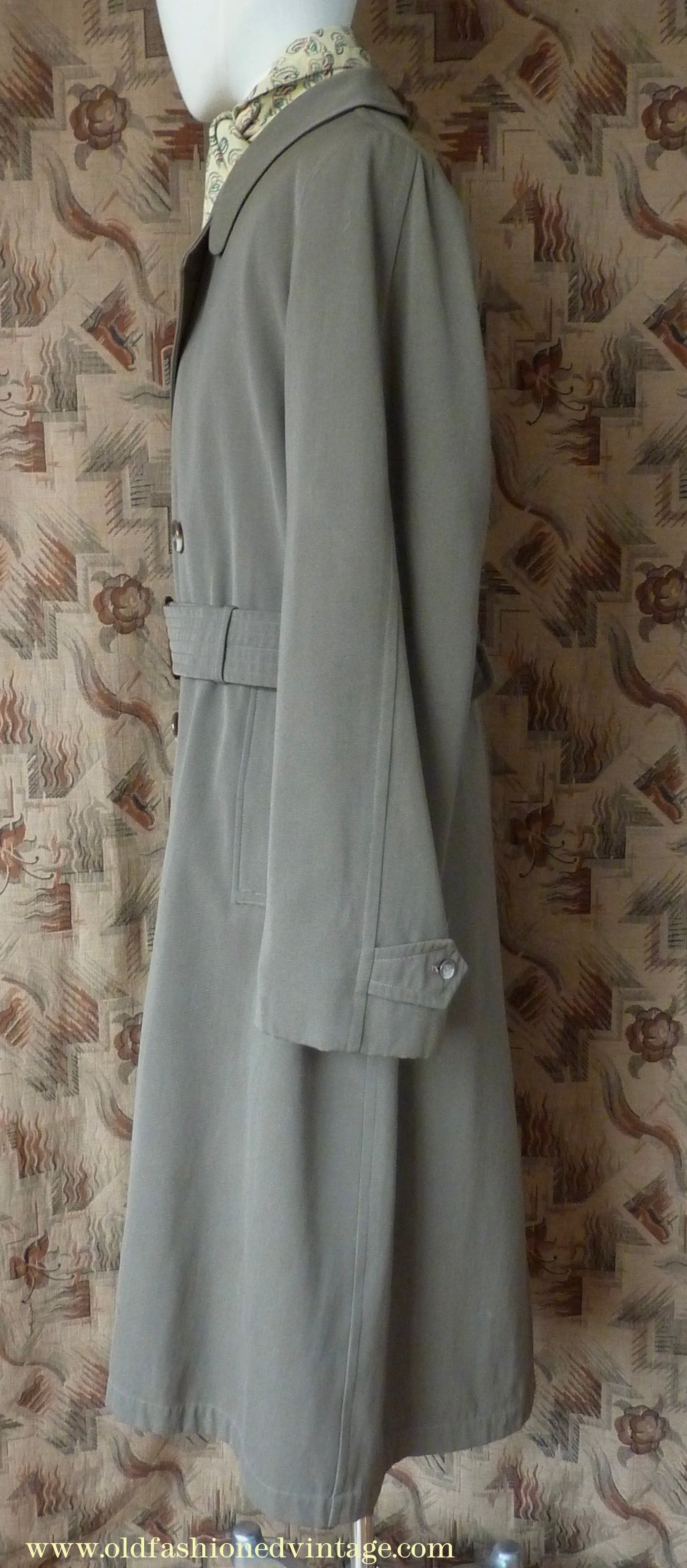 Vintage Mens 1940s 1950s Selgard Trenchcoat Double Breasted Raincoat Mac Trench Coat 42"
