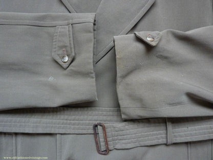 Vintage Mens 1940s 1950s Selgard Trenchcoat Double Breasted Raincoat Mac Trench Coat 42"