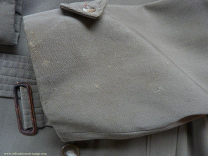 Vintage Mens 1940s 1950s Selgard Trenchcoat Double Breasted Raincoat Mac Trench Coat 42"