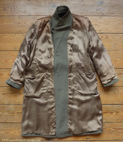 Vintage Mens 1940s 1950s Selgard Trenchcoat Double Breasted Raincoat Mac Trench Coat 42"