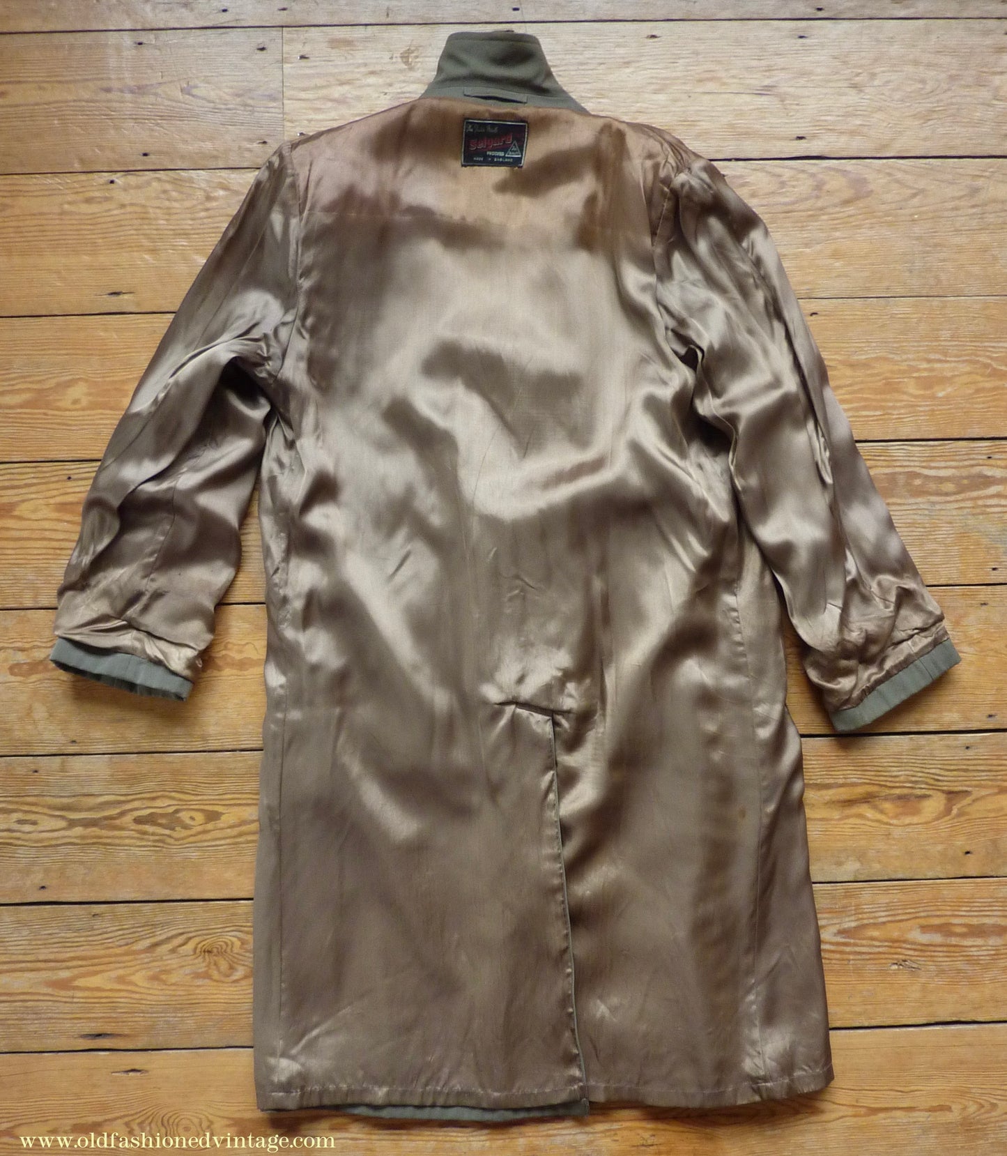 Vintage Mens 1940s 1950s Selgard Trenchcoat Double Breasted Raincoat Mac Trench Coat 42"