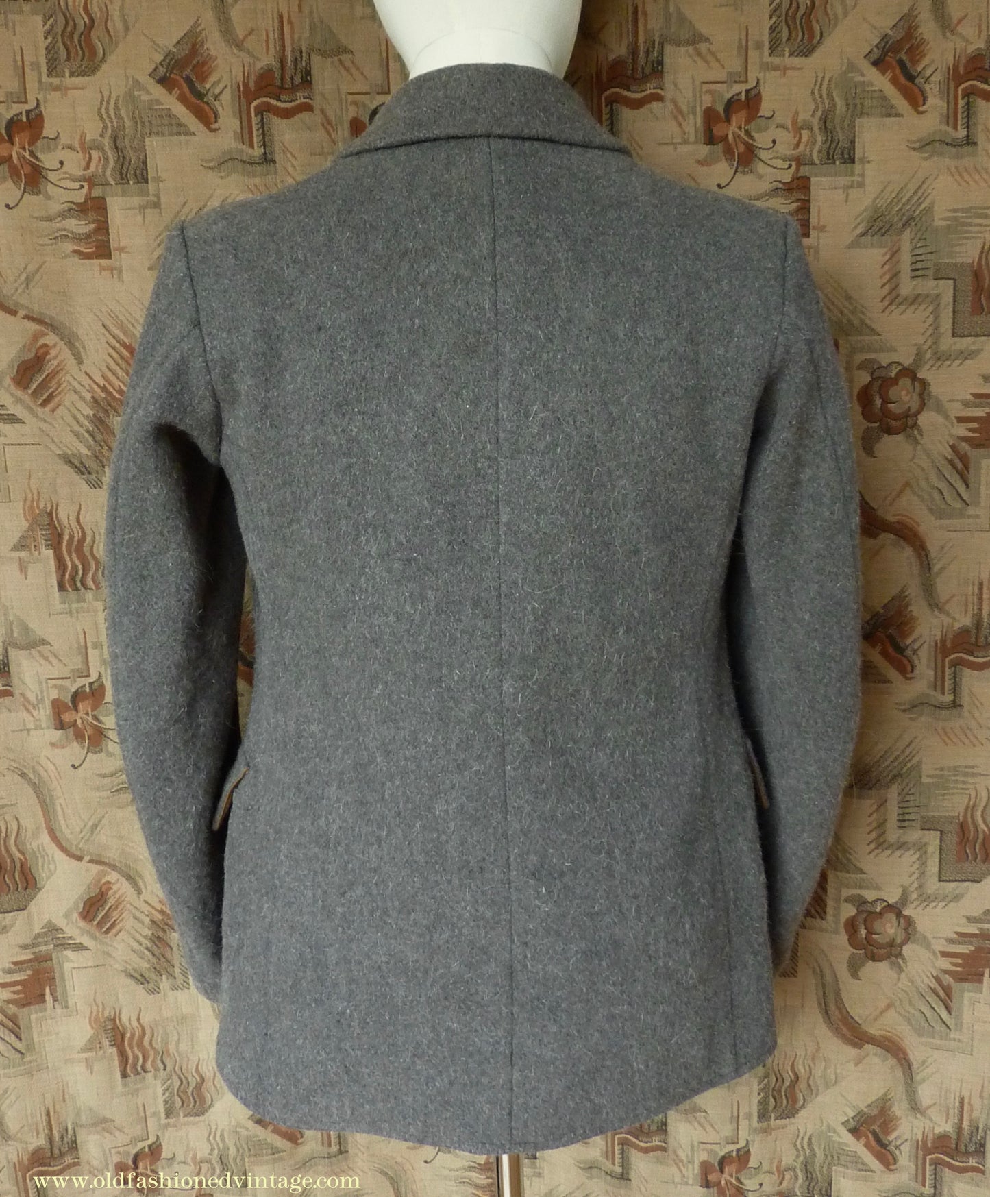 Vintage Mens 1930s 1940s European Workwear Uniform Jacket Heavyweight Grey Brown Wool Patch Pockets 36" 38"