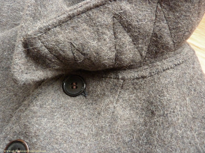 Vintage Mens 1930s 1940s European Workwear Uniform Jacket Heavyweight Grey Brown Wool Patch Pockets 36" 38"