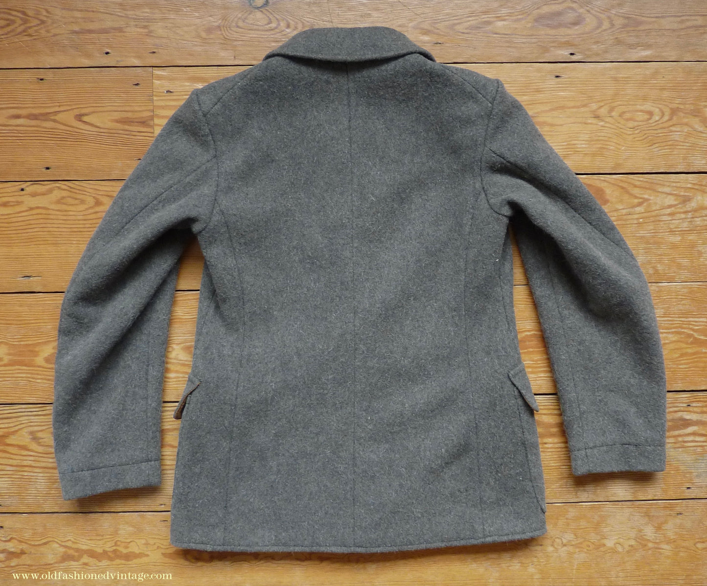Vintage Mens 1930s 1940s European Workwear Uniform Jacket Heavyweight Grey Brown Wool Patch Pockets 36" 38"