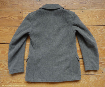 Vintage Mens 1930s 1940s European Workwear Uniform Jacket Heavyweight Grey Brown Wool Patch Pockets 36" 38"
