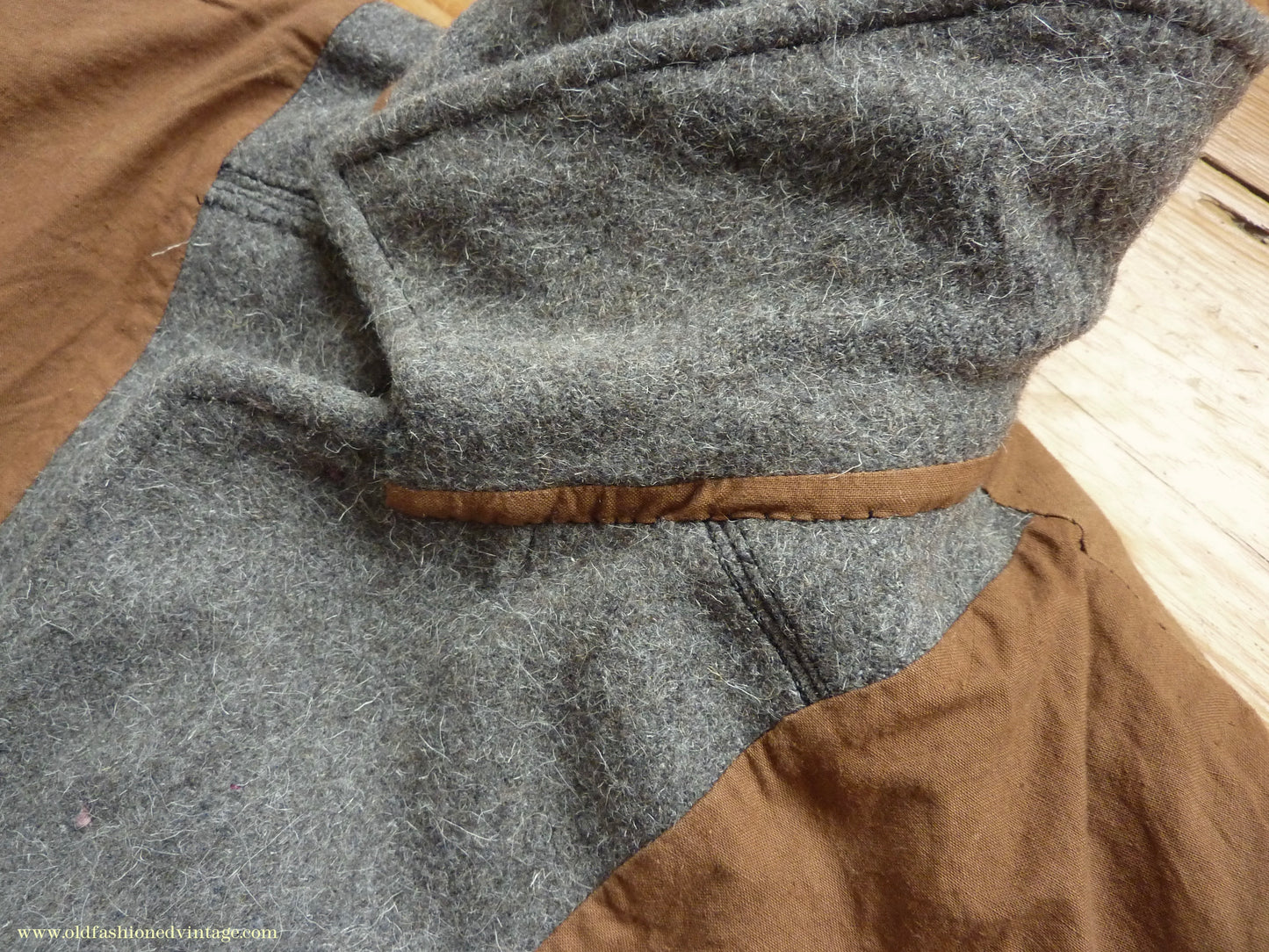 Vintage Mens 1930s 1940s European Workwear Uniform Jacket Heavyweight Grey Brown Wool Patch Pockets 36" 38"