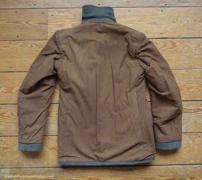 Vintage Mens 1930s 1940s European Workwear Uniform Jacket Heavyweight Grey Brown Wool Patch Pockets 36" 38"