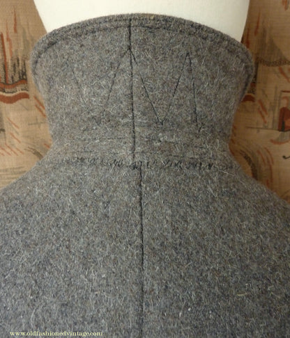 Vintage Mens 1930s 1940s European Workwear Uniform Jacket Heavyweight Grey Brown Wool Patch Pockets 36" 38"