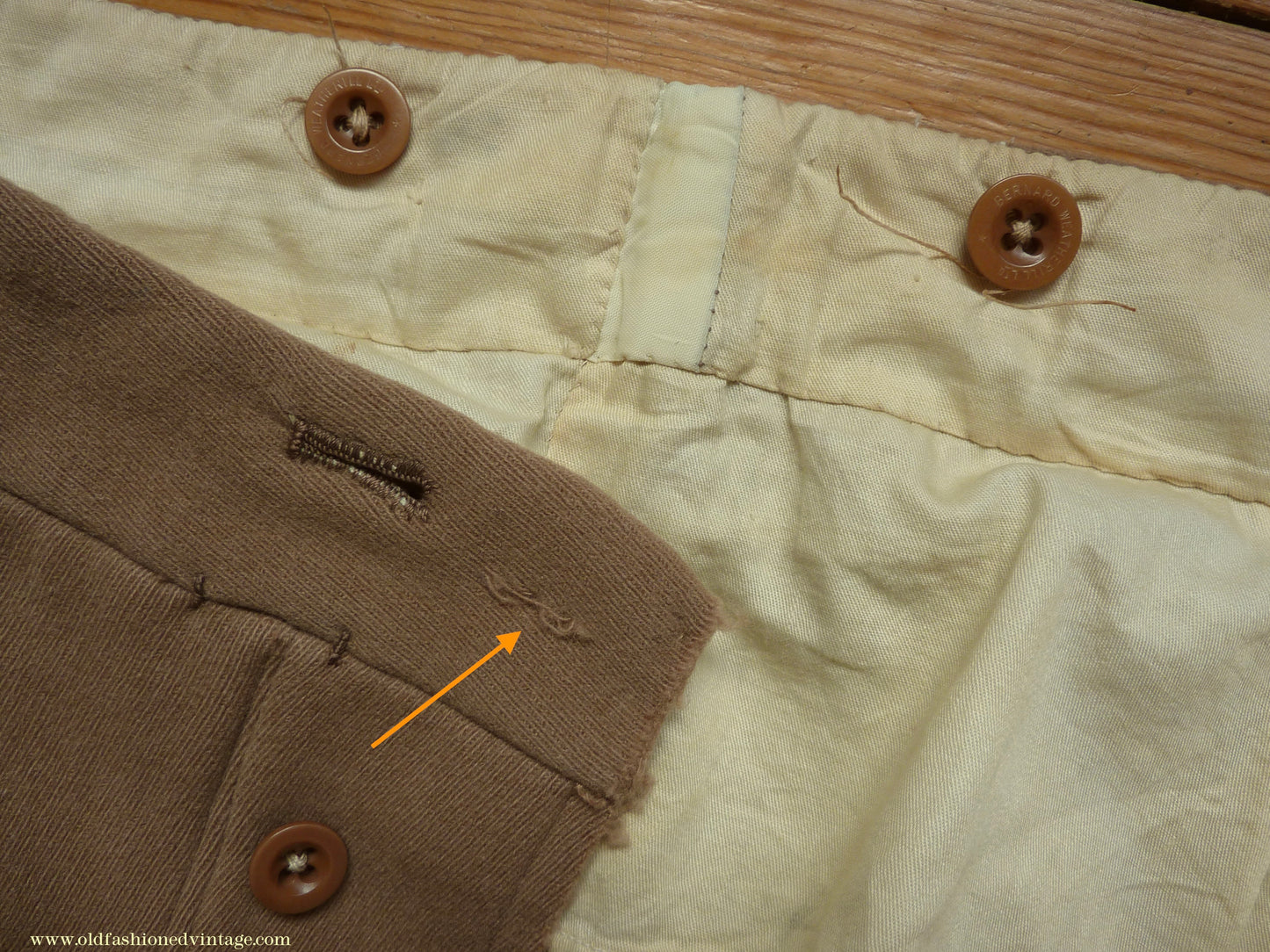 Vintage Mens 1940s Bespoke Cavalry Twill Trousers Heavyweight Beige Wool Pants 30"