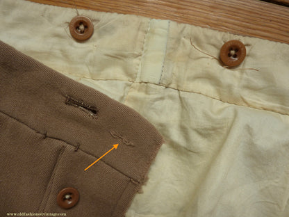 Vintage Mens 1940s Bespoke Cavalry Twill Trousers Heavyweight Beige Wool Pants 30"