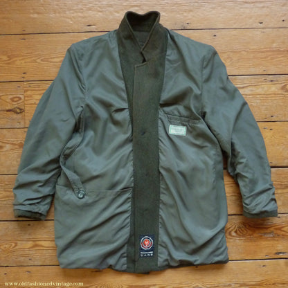 Vintage Mens 1980s 1990s Loden Norfolk Country Shooting Belted Jacket Green Wool Blend 44"
