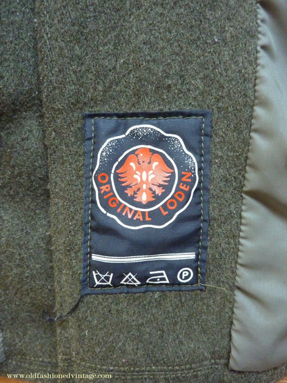 Vintage Mens 1980s 1990s Loden Norfolk Country Shooting Belted Jacket Green Wool Blend 44"
