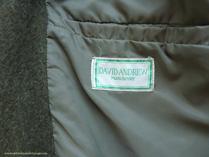 Vintage Mens 1980s 1990s Loden Norfolk Country Shooting Belted Jacket Green Wool Blend 44"
