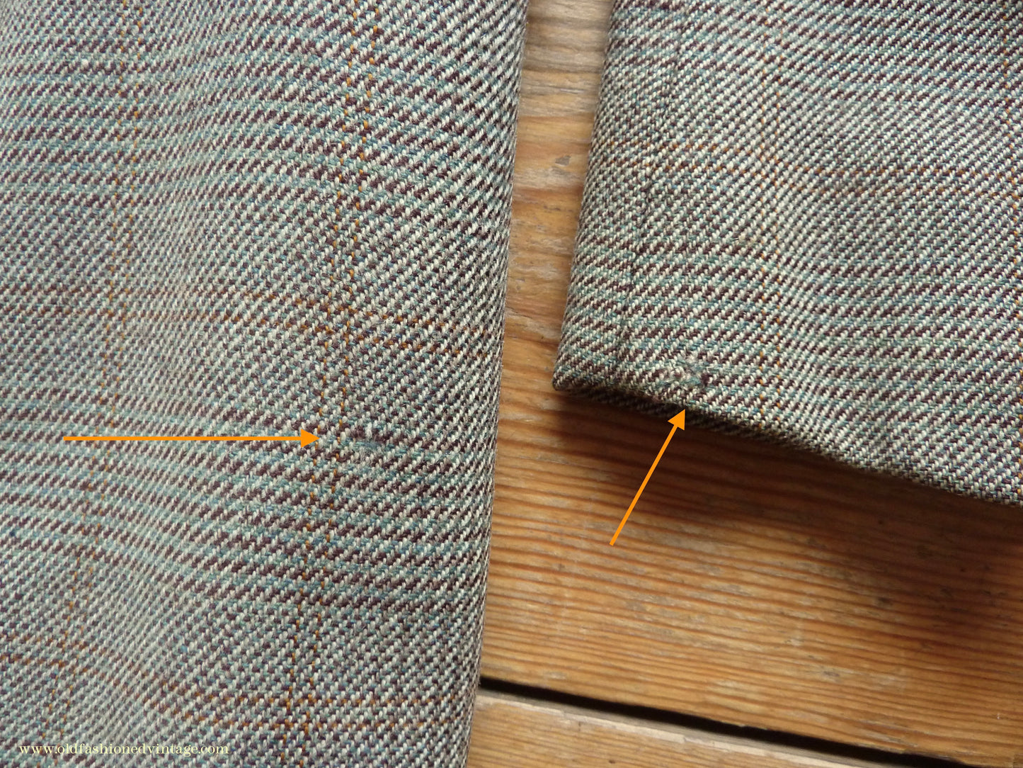 Vintage Mens 1950s Bespoke Suit 2 Piece Single Breasted Light Green Brown Glen Plaid Wool 42" Long