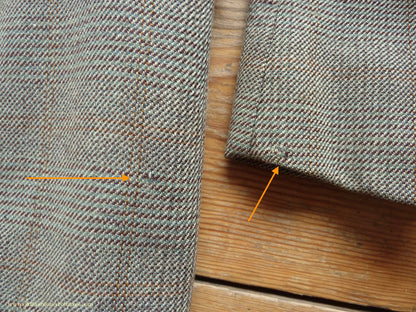 Vintage Mens 1950s Bespoke Suit 2 Piece Single Breasted Light Green Brown Glen Plaid Wool 42" Long