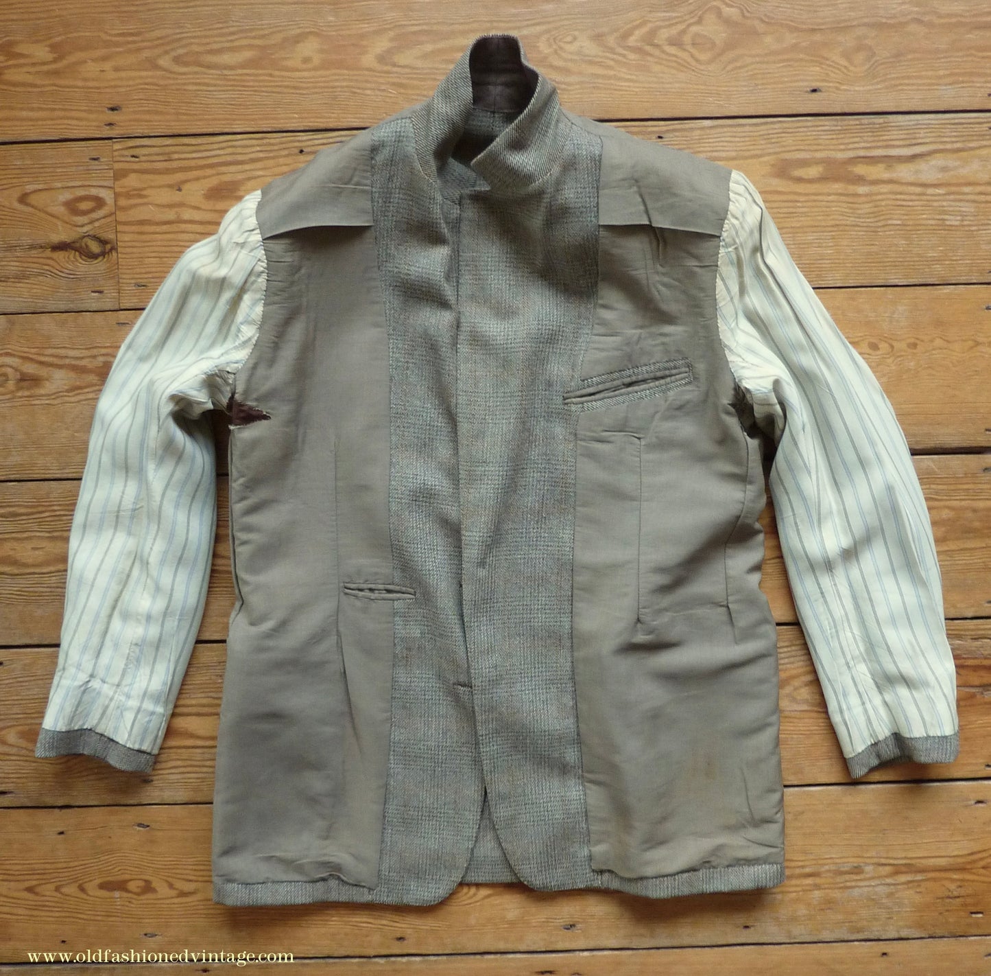 Vintage Mens 1950s Bespoke Suit 2 Piece Single Breasted Light Green Brown Glen Plaid Wool 42" Long