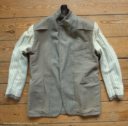 Vintage Mens 1950s Bespoke Suit 2 Piece Single Breasted Light Green Brown Glen Plaid Wool 42" Long
