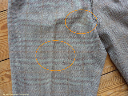 Vintage Mens 1950s Bespoke Suit 2 Piece Single Breasted Light Green Brown Glen Plaid Wool 42" Long