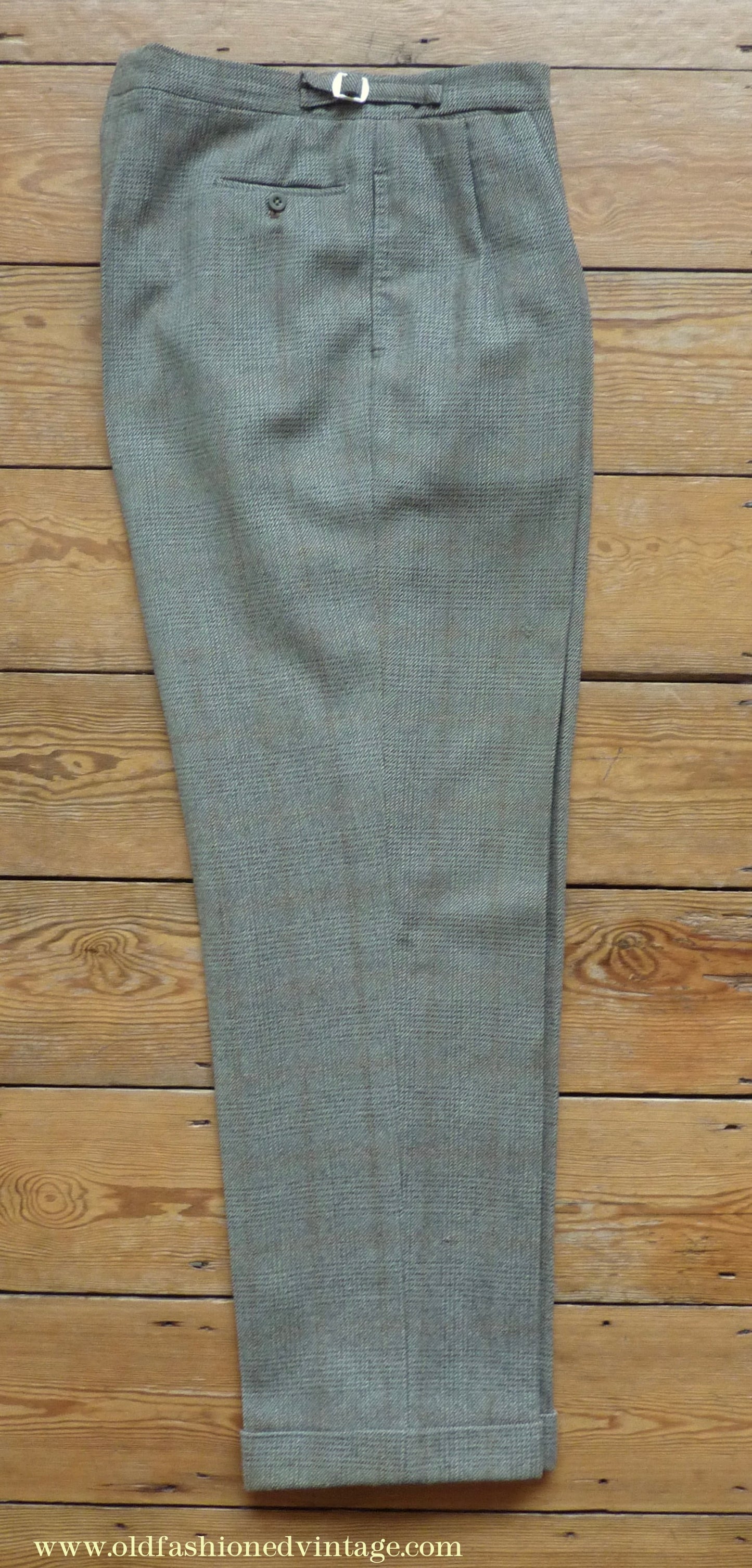 Vintage Mens 1950s Bespoke Suit 2 Piece Single Breasted Light Green Brown Glen Plaid Wool 42" Long