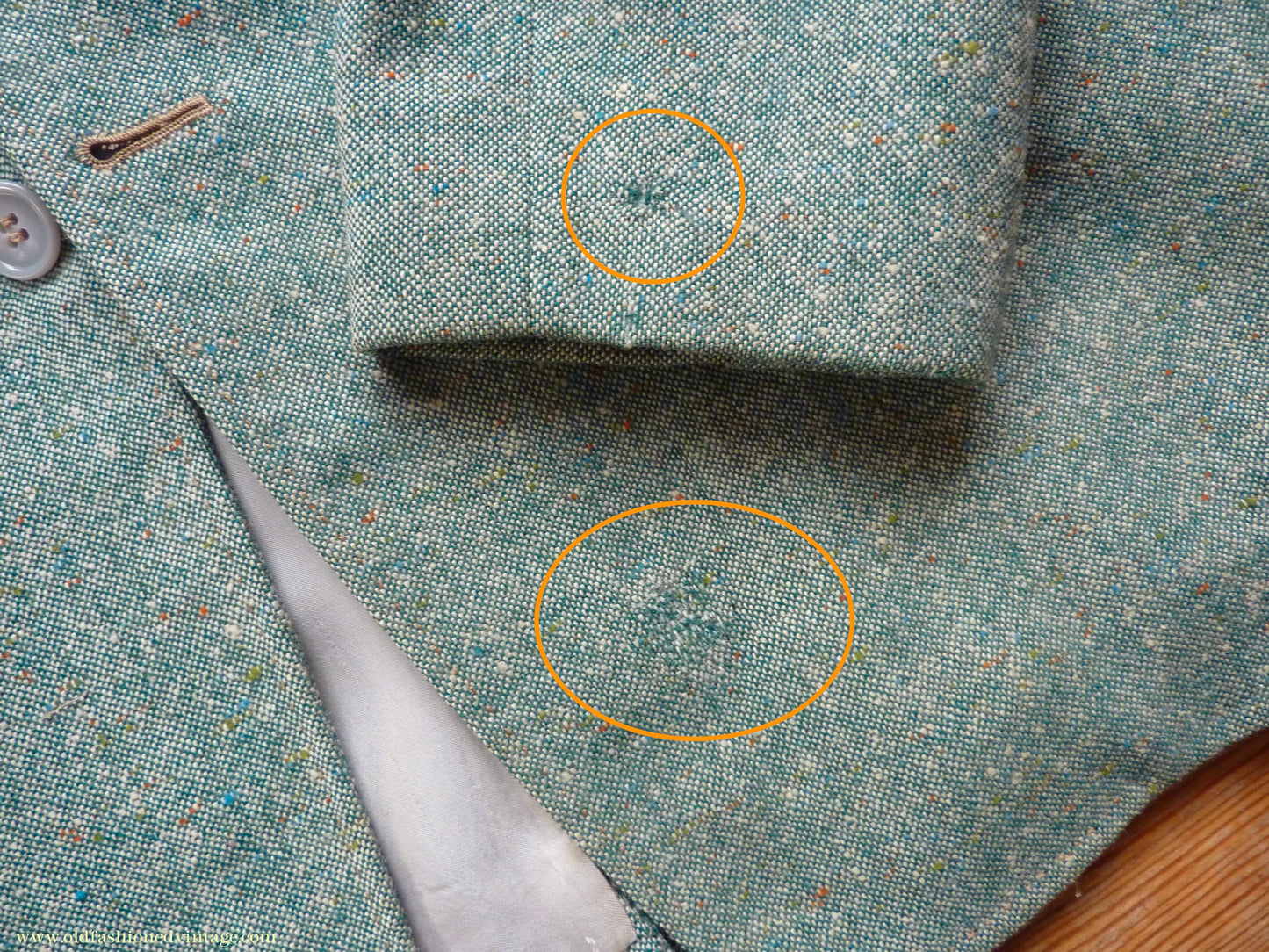 Vintage Mens 1950s Suit 2 Piece Single Breasted Japanese Custom Tailored Spearmint Green Flecked Wool Donegal Tweed 36" 38" Long