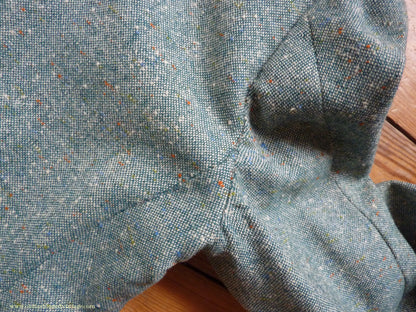 Vintage Mens 1950s Suit 2 Piece Single Breasted Japanese Custom Tailored Spearmint Green Flecked Wool Donegal Tweed 36" 38" Long