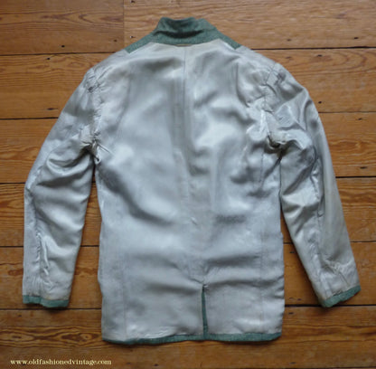 Vintage Mens 1950s Suit 2 Piece Single Breasted Japanese Custom Tailored Spearmint Green Flecked Wool Donegal Tweed 36" 38" Long