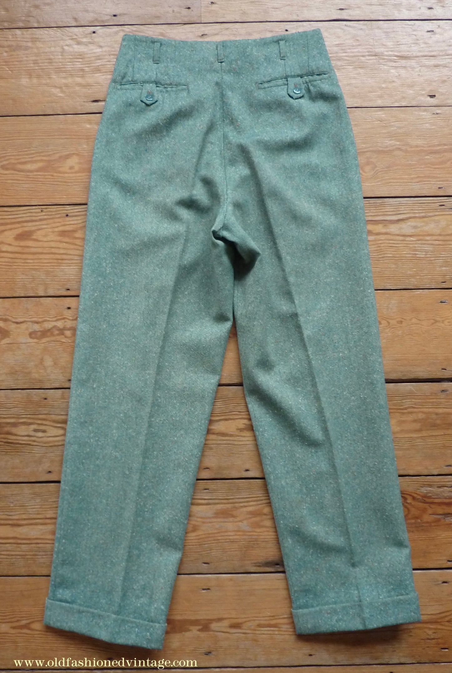 Vintage Mens 1950s Suit 2 Piece Single Breasted Japanese Custom Tailored Spearmint Green Flecked Wool Donegal Tweed 36" 38" Long