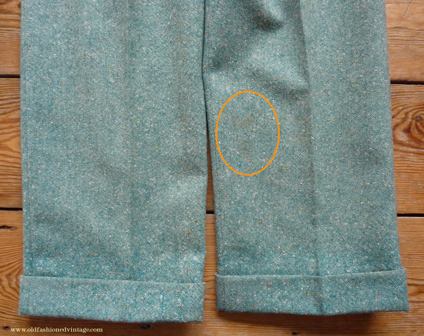 Vintage Mens 1950s Suit 2 Piece Single Breasted Japanese Custom Tailored Spearmint Green Flecked Wool Donegal Tweed 36" 38" Long
