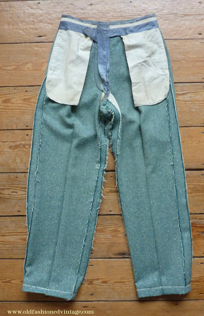 Vintage Mens 1950s Suit 2 Piece Single Breasted Japanese Custom Tailored Spearmint Green Flecked Wool Donegal Tweed 36" 38" Long