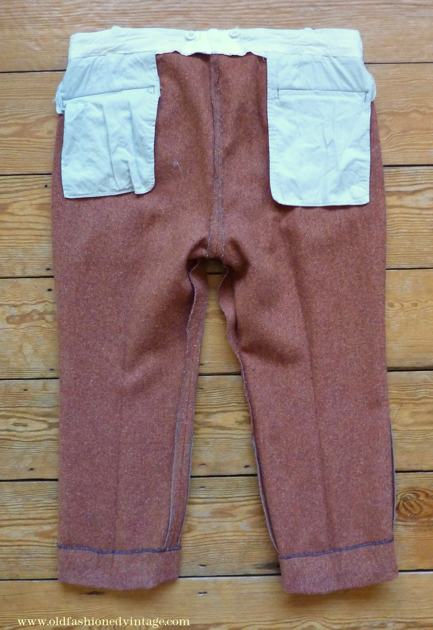 Vintage Mens 1950s Trousers Brick Red Brown Tweed Wool Pants 38" Extra Short