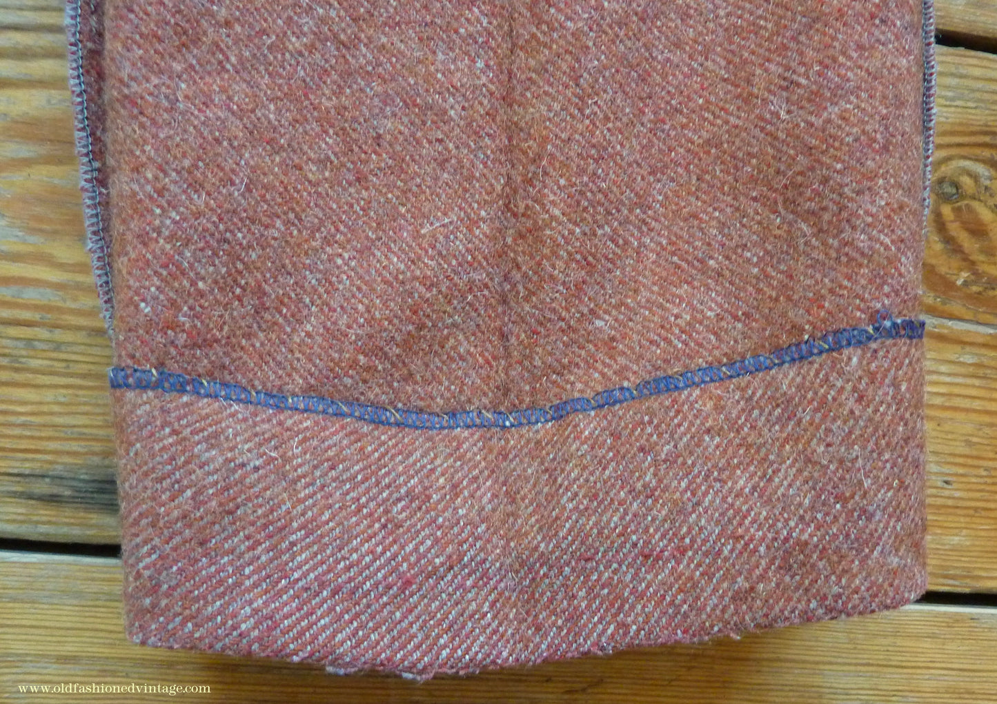 Vintage Mens 1950s Trousers Brick Red Brown Tweed Wool Pants 38" Extra Short