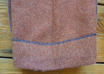 Vintage Mens 1950s Trousers Brick Red Brown Tweed Wool Pants 38" Extra Short