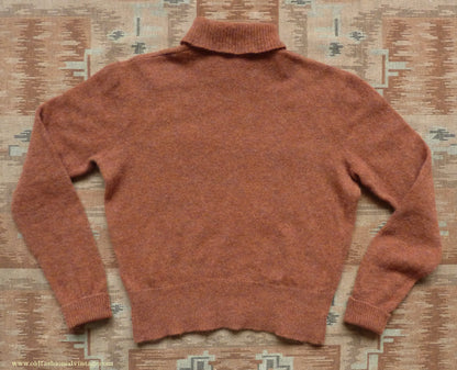 Old Fashioned Garments Vintage Reproduction 1940s Mens Polo Neck Jumper Burnt Sienna Roll Turtle Sweater M