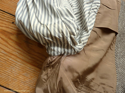 Vintage Mens 1980s Bespoke Tweed Sports Jacket Brown Beige Herringbone 44" Short