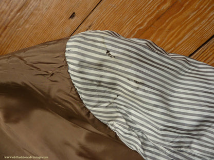 Vintage Mens 1980s Bespoke Tweed Sports Jacket Brown Beige Herringbone 44" Short