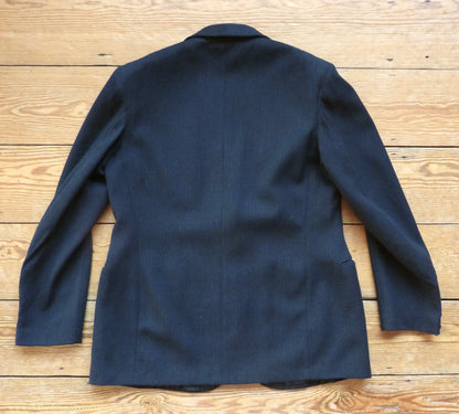 Vintage Mens 1930s 1940s Italian Bespoke Tailored 2 Piece Suit Dark Blue Wool Single Breasted 40"