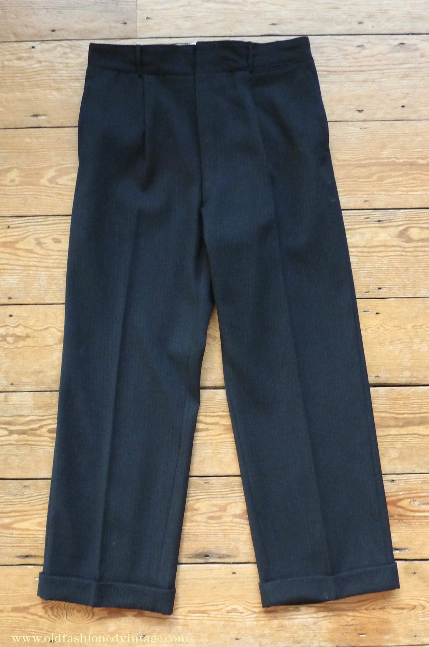 Vintage Mens 1930s 1940s Italian Bespoke Tailored 2 Piece Suit Dark Blue Wool Single Breasted 40"