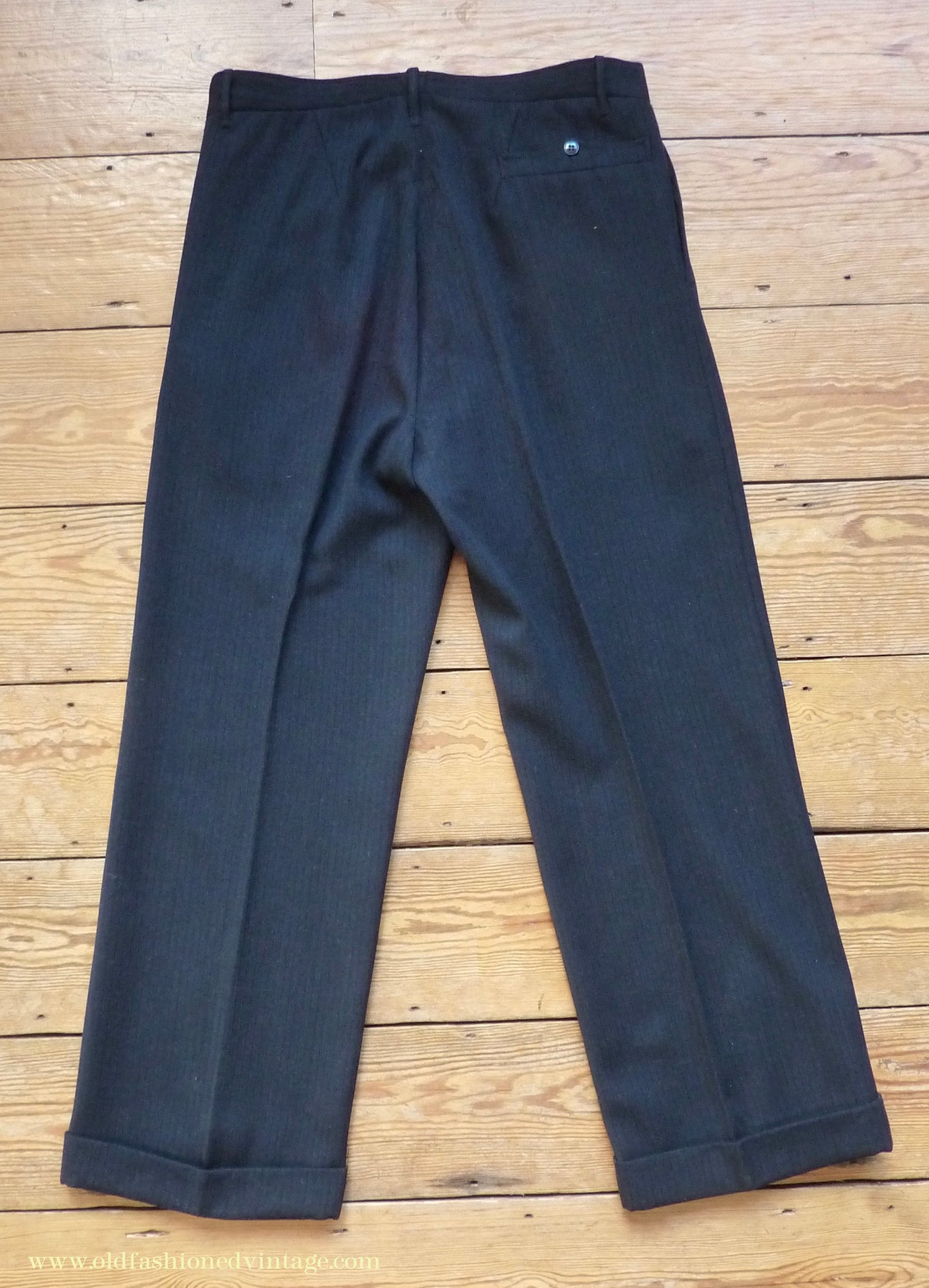 Vintage Mens 1930s 1940s Italian Bespoke Tailored 2 Piece Suit Dark Blue Wool Single Breasted 40"