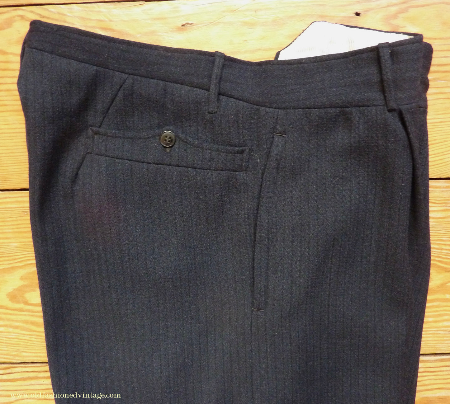 Vintage Mens 1930s 1940s Italian Bespoke Tailored 2 Piece Suit Dark Blue Wool Single Breasted 40"