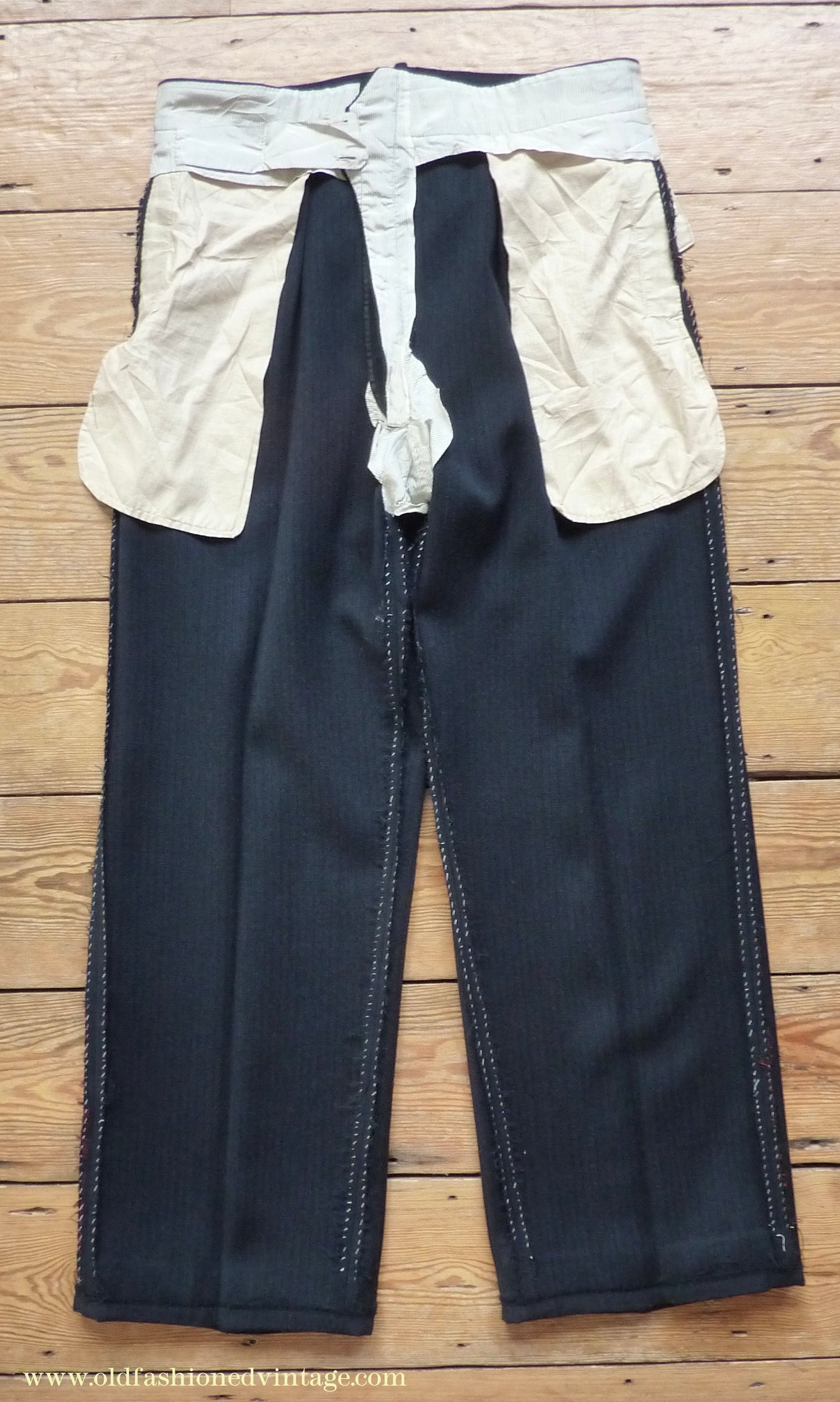 Vintage Mens 1930s 1940s Italian Bespoke Tailored 2 Piece Suit Dark Blue Wool Single Breasted 40"