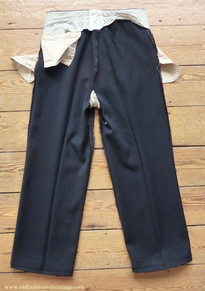 Vintage Mens 1930s 1940s Italian Bespoke Tailored 2 Piece Suit Dark Blue Wool Single Breasted 40"