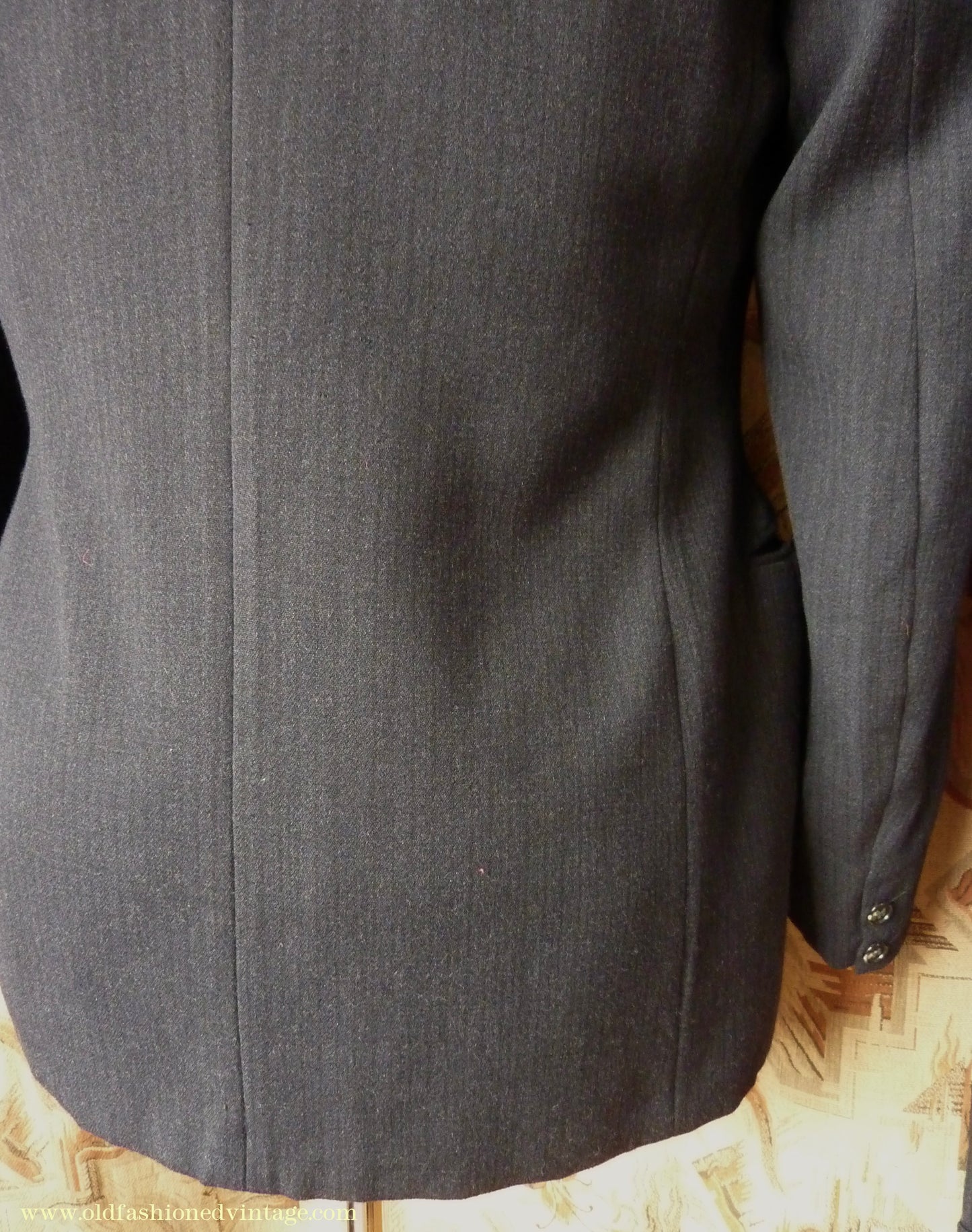 Vintage Mens 1930s 1940s Italian Bespoke Tailored 2 Piece Suit Dark Blue Wool Single Breasted 40"